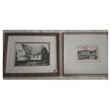 PAIR OF SIGNED PRINTS 16X15