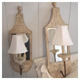 PAIR OF MIRRORED LIGHTED SCONCES