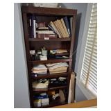 BOOK SHELF AND CONTENTS, OFFICE SUPPLIES, MISC
