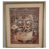ANTIQUE WEDDING CERTIFICATE FRAMED