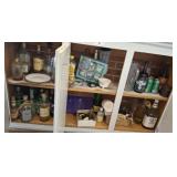 CONTENTS OF CABINET COLLECTOR BOTTLES, PITCHER,