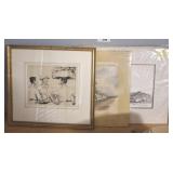 4PC  PRINTS, TRAIN STATION, MISC