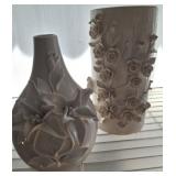 APPLIED PORCELAIN FLORAL VASES