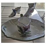PORCELAIN VICTORIAN SHOES, CREAMER AND CELERY
