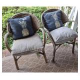 PAIR OF WICKER AND RATTAN CHAIRS, INDOOR OUTDOOR R