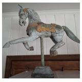 CARVED WOODEN CAROUSEL HORSE 26IN