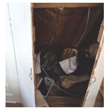 CONTENTS OF ATTIC CABINETS, MISC, CLOTHING,