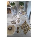 BRASS TRIVETS, GRANITE VOTIVE, RABBIT SALT AND