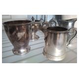 ASSORTED CREAMERS, AND COVERED CANDLE SILVER