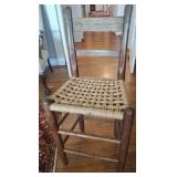 VINTAGE LADDER BACK WOVEN ROPE SEAT CHAIR