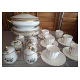 SHELLY DEMITASSE CUPS AND SAUCERS, LIMOGES