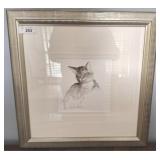 SIGNED GAYE FISHER WATERCOLOR FRAMED  CAT