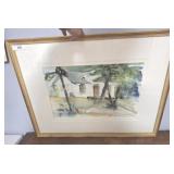 SIGNED GAYE FISHER WATERCOLOR FRAMED