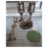 ASSORTED SILVER PLATED, FROG, CANDLE HOLDERS,