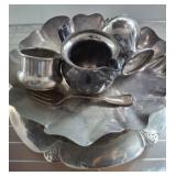 PEWTER AND SILVERPLATED SERVING PCS