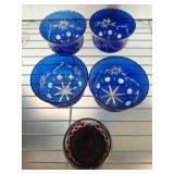 SHERBET BOWLS CUT COLORED TO CLEAR