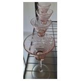ETCHED PINK CRYSTAL CORDIALS