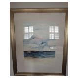LARGE FRAMED AND MATTED GAYE FISHER WATERCOLOR