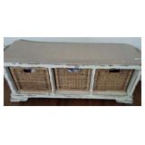 UPHOLSTERED BENCH WITH STORAGE BASKETS