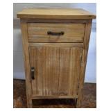 DISTRESSED PINE END TABLE WITH DOOR AND DRAWER