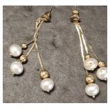 EARRINGS 14K AND PEARL LOOK BEADS