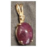 14 K PENDANT WITH RED STONE