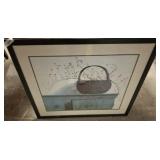 SIGNED BASKET WALL ART MATTED 36X30