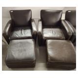 2 LEATHER TYPE CHAIRS W/ OTTOMANS