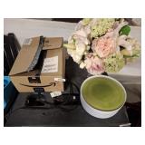 PLASTIC PLATES, KATE ASPEN GLASSES, VASE