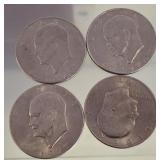4 ASSORTED DATE IKE DOLLARS