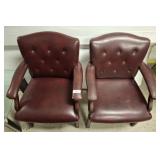 2 PC LEATHER LOOK ARM CHAIRS
