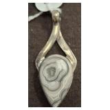 STERLING AND LACE AGATE PENDANT