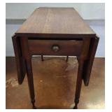 ANTIQUE DROP LEAF TABLE WITH DOVETAILED DRAWER