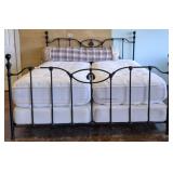 WROUGHT IRON KING FRAME, 2 TWIN KINGSDOWN MATTRESS