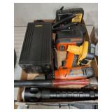 ASSORTED CHARGERS AND POWER TOOLS, MISC