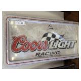COORS LIGHT RACING METAL SIGN 30X15