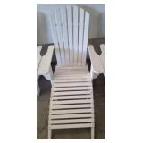 WOODEN ADIRONDAK STYLE CHAIR W/ FOOT REST