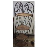 METAL AND WICKER CORNER SHELF