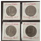 4 PC BICENTENNIAL KENNEDY HALF DOLLARS