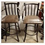 LEATHER LOOK WROUGHT BAR STOOLS
