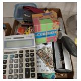 TRAY OF MISC,LITTLE MASKS,HOLE PUNCH,THUMB TACS