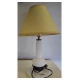FENTON STYLE MILK GLASS LAMP 18IN