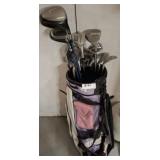 GOLF BAG W/ WILSON, ASSORTED CLUBS