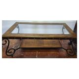 GLASS TOP METAL BASE COFFEE TABLE