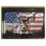 AMERICAN FLAG/DEER METAL SIGN