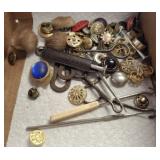 VINTAGE BUTTONS AND BUTTON COVERS, BUTTON HOOKS