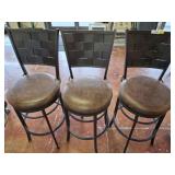 3 SWIVEL METAL FRAME BAR CHAIRS