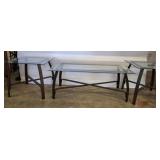 BEVELED GLASS COFFEE AND END TABLE SET