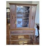 WALNUT DEPRESSION CHINA HUTCH  W/ KEY