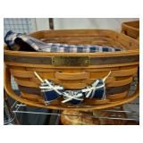 LONGABERGER BASKET WITH STAND AND CLOTH 2 HANDLED